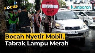 Bocah 9 Tahun Nyetir Mobil hingga Tabrak Motor dan Tiang Lampu Merah