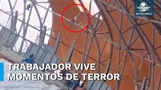 Quería volar pero así no Fuerte viento sorprende a trabajador y se viraliza