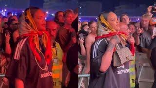 Rihanna at  Rolling Loud Portugal watching  Asap Rocky perform  July 7 2022