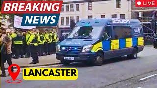 BREAKING NEWS PROTESTS BEGIN IN LANCASTER WITH BOTH SIDES SEPARATED BY POLICE