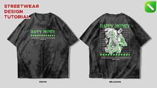 Tutorial Desain Kaos Streetwear - HAPPY MONEY