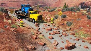 Cars vs Rocks on Road #3  BeamNG.DRIVE