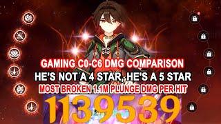 Gaming C0-C6 DMG Comparison  Broken 1.1M PLunge DMG Per Hit  Hes Not a 4 Star Hes A 5 Star