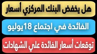 توقعات أسعار الفائدة علي الشهادات و الفائدة في اجتماع البنك المركزي 18 يوليو 2024