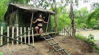 #6. Building Warm Survival Shelter By The River Bushcreaft Hut Build Bamboo Doors And Windows