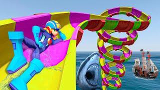 Dangerous waterslide Just Got Even More Epic GTA 5  MegaMan Ragdoll Ep.118 #waterslide #ragdoll