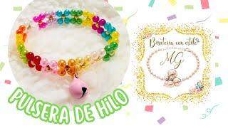 PULSERA DE HILO Y PERLAS Pulsera para niña con hilo chino