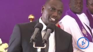 Deputy President William Ruto lectures Moses Wetangula during Yvonne Wamalwas burial