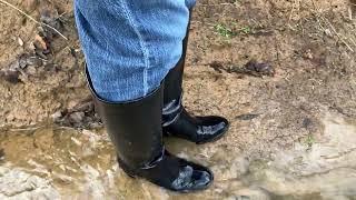High-heeled Black Leather Boots by the Creek II
