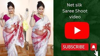 Net Silk Saree Shoot Video  Bong Model in Net Silk Saree  Saree Vlog