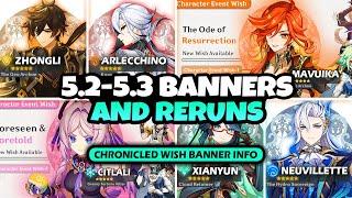 NEW UPDATE All Character Banners from Version 5.2 to 5.3 along with Reruns - Genshin Impact