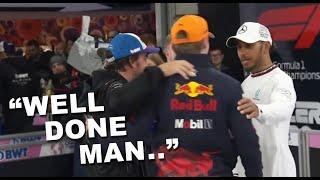 Hamilton Alonso and Norris congratulate Verstappen after winning his second World Championship