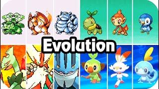 Pokémon Game  Evolution of Starter Evolution Animations Side by Side