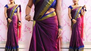 Saree kaise pahne for beginners  Perfect pleats cotton silk saree draping  Easy saree draping