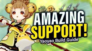 YAOYAO GUIDE How to Play Best Artifact & Weapon Builds Team Comps  Genshin Impact 3.4