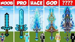 Minecraft DIAMOND SWORD HOUSE BUILD CHALLENGE - NOOB vs PRO vs HACKER vs GOD  Animation