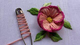 Beautiful flower design using safety pin  latest hand embroidery design