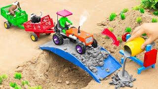 Diy tractor making mini High Power Concrete Mixer  Concrete Bridge Construction science project