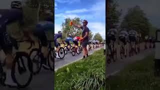 Amazing Cycling Skills Giving Water to Racer #shorts