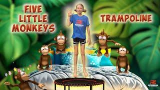 Toddler Trampoline Workout    Five Little Monkeys Jumping On The Bed    PE Bowman