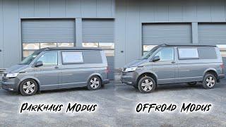 Unter 2m trotz Aufstelldach  Luftfahrwerk für den T6.1 4 Motion Campervan