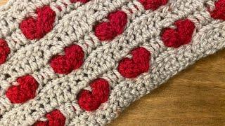 How to - Crochet heart stitch pretty baby blanket