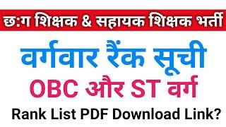 CG Teacher And Assistant Teacher Bharti Category Wise Rank List PDF  CG Teacher Bharti Rank List