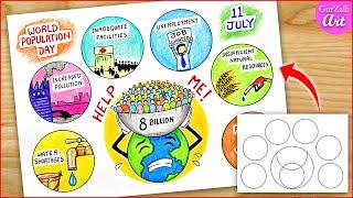 World Population Day Poster drawing  project chart making for competition step by step