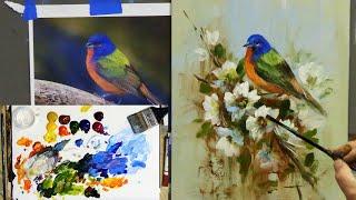The Painted Bunting  Acrylic Bird Painting Techniques