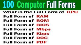 100 Most Commonly used Computer Full Form Computer Full Form  Abbreviations full form