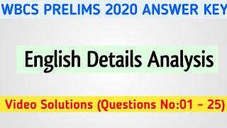  WBCS 2020 Prelims Answer Key   English Details Analysis  Part-01  #WBCS_Prelims_Answer_Key