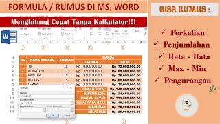 Cara Menggunakan Formula di Word  Rumus Perhitungan Otomatis Di Microsoft Word