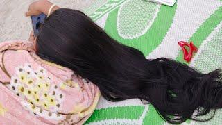 Gorgeous long hair bun play & pulling by man Long hair bun hair style@indianhairplay