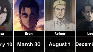 Attack on Titan Characters Birthdays Season 4