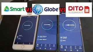 DITO vs GLOBE vs SMART  Speed Test Comparison  Internet in Philippines