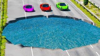 Cars vs HUGE Water Potholes in GTA 5