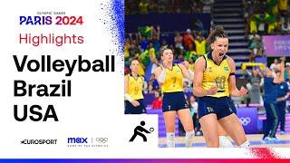 THRILLER   Brazil vs USA Womens Volleyball Semi-Final Highlights  #Paris2024 #Olympics