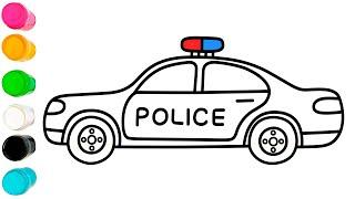 Belajar menggambar mobil polisi Cara mudah dan indah menggambar mobil untuk anak-anak dan balita