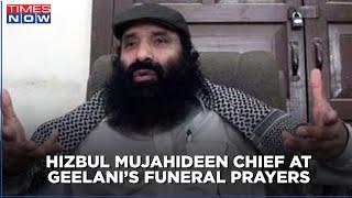 Hizbul Mujahideen chief addresses Syed Ali Shah Geelani’s funeral prayers in Islamabad