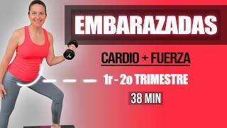 Rutina FUERZA ️‍️ Cardio  Y Suelo Pélvico   para Embarazadas  1er y 2o Timestre  40 minutos