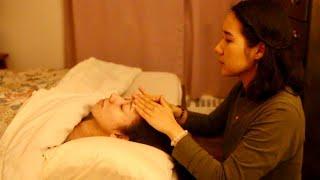 ASMR Getting My Sister Ready for Sleep  Scalp & Facial Massage Reading Real Person Binaural