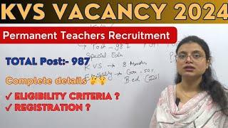 KVS PERMANENT TEACHER RECRUITMENT 2024  KVS teacher recruitment notification  KVS TEACHERS VACANCY