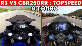 Yamaha R3 VS CBR 250RR  0 TO 100  TOPSPEED BATTLE 