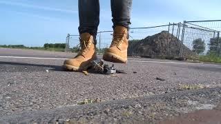 New Timberland Boots stomp trample and destroy model toy car
