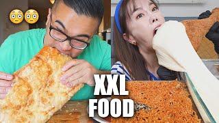 Mukbangers eating XXXL versions of POPULAR FOODS