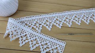 КАЙМА КРЮЧКОМ простое вязание для начинающих МАСТЕР-КЛАСС схема   Easy to Crochet Tape Lace pattern