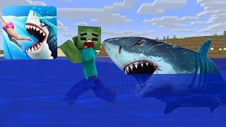 Monster School  Hungry Shark Challenge - minecraft animation