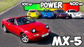 We Drove MX-5s From 100 HP to 400 HORSEPOWER