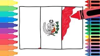 How to Draw Peru Flag - Drawing the Peruvian Flag - Coloring Pages for kids  Tanimated Toys