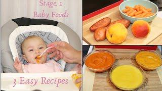 STAGE 1 BABY FOOD  3 EASY BABY PURÉE RECIPES